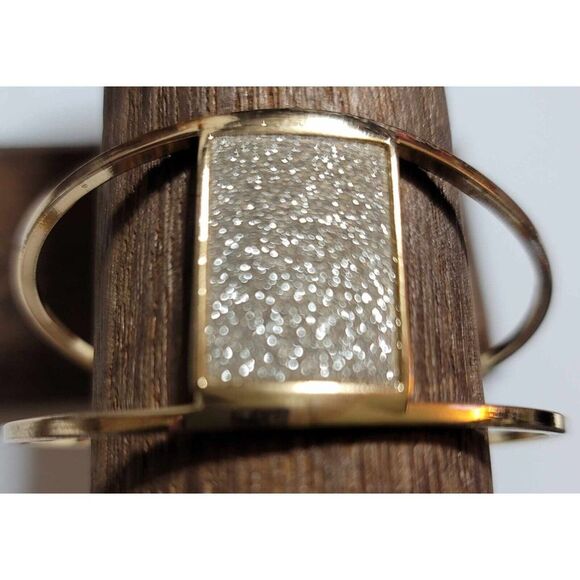 Gold Tone Rhinestone‎ Cuff Bracelet Dress Bling Rectangle Statement - Picture 3 of 10